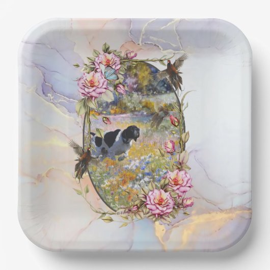 Mooie aanwijzer met fazanten papieren bordje (Voorkant)