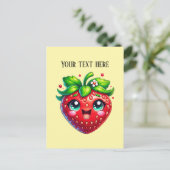 Mooie aardbei aanpasbare fruit briefkaart (Staand voorkant)