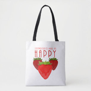 Mooie Aardbei Citaat Ontwerp Kawaii Fruit Tote Bag