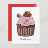 Mooie aardbei-cupcake in waterverf  briefkaart (Voorkant / Achterkant)