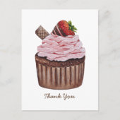 Mooie aardbei-cupcake in waterverf briefkaart (Voorkant)