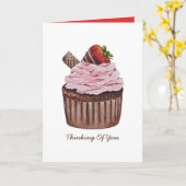 Mooie aardbei-cupcake in waterverf kaart (Gele Bloem)