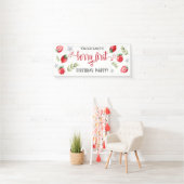 Mooie Aardbei 'Eerste Bes' 1e Verjaardag Spandoek (Insitu)