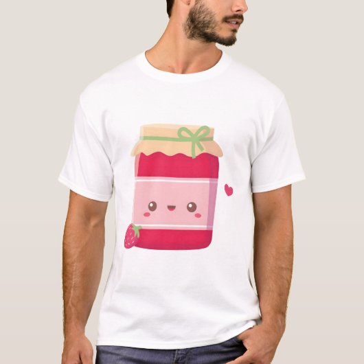Mooie aardbei en jamfles t-shirt (Voorkant)