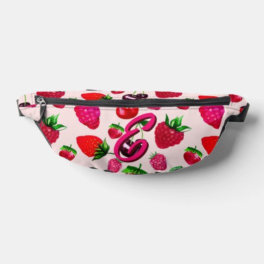 Mooie Aardbei Fruit Patroon Aangepaste Naam Heuptasje (Liggend)