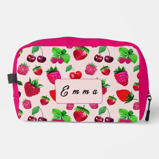 Mooie Aardbei Fruit Patroon Aangepaste Naam Toilettasje (Voorkant)