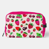 Mooie Aardbei Fruit Patroon Aangepaste Naam Toilettasje (Achterkant)