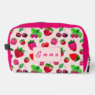 Mooie Aardbei Fruit Patroon Aangepaste Naam Toilettasje