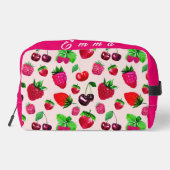 Mooie Aardbei Fruit Patroon Aangepaste Naam Toilettasje (Achterkant)