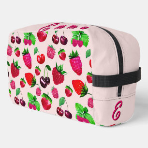 Mooie Aardbei Fruit Patroon Aangepaste Naam Toilettasje