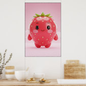 Mooie aardbei karakter poster kunst (Keuken)