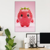 Mooie aardbei karakter poster kunst (Thuiskantoor)