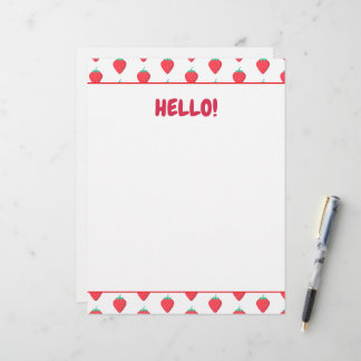 Mooie Aardbei Kawaii Liefhebber Esthetisch Patroon Briefhoofd