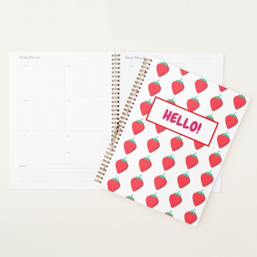 Mooie Aardbei Kawaii Liefhebber Esthetisch Patroon Planner (Display)