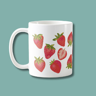 Mooie Aardbei Patroon – Leuke Fruit Ontwerp Koffiemok