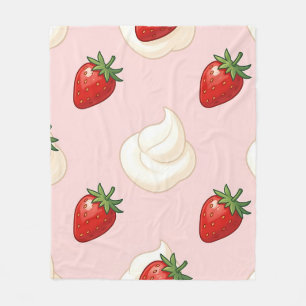 Mooie Aardbei Slagroom Patroon Fleece Deken