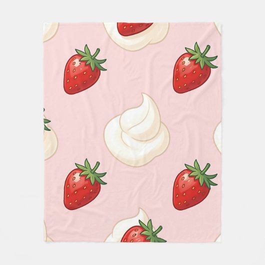 Mooie Aardbei Slagroom Patroon Fleece Deken (Voorkant)