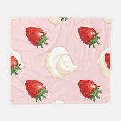 Mooie Aardbei Slagroom Patroon Fleece Deken (Voorkant (Horizontaal))