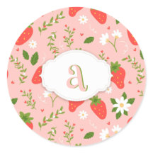 Mooie aardbei sticker met patroon