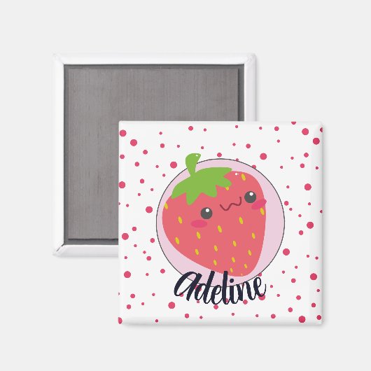 Mooie Aardbei Stippen Personaliseerbaar Magneet (Voorkant / Achterkant)