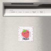 Mooie Aardbei Stippen Personaliseerbaar Magneet (Insitu (Vaatwasser))