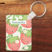 Mooie Aardbei Tuin Sleutelhanger (Achterkant)