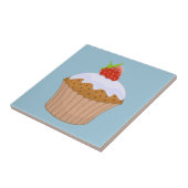 Mooie aardbeibun blauw tegeltje (Zijkant)