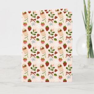 Mooie Aardbeien Cottagecore Naadloos Patroon Kaart