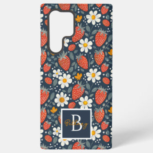 Mooie aardbeien design met eigen naam samsung galaxy hoesje