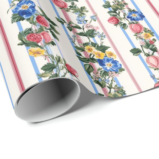 Mooie aardbeien en bloemen bruids cadeaupapier (Rol Hoek)