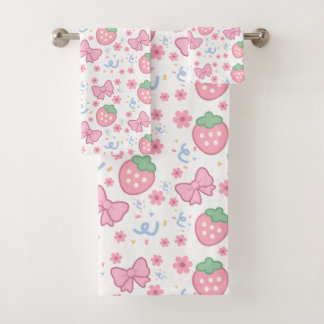 Mooie aardbeien en linten bad handdoek