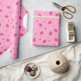 Mooie Aardbeien Hartjes Liefde Bessen Valentijn Cadeaupapier