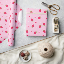Mooie Aardbeien Hartjes Liefde Bessen Valentijn Cadeaupapier