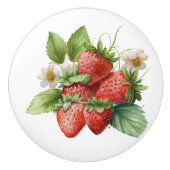 Mooie aardbeien keramische knop (Voorkant)