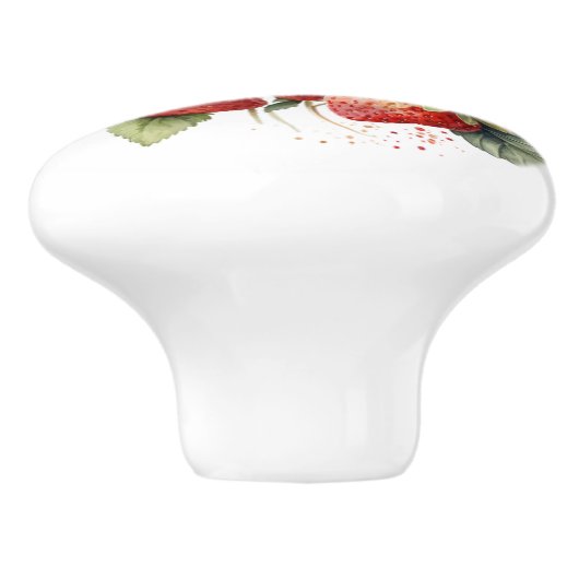 Mooie aardbeien keramische knop (Zijkant)