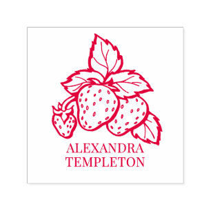 Mooie aardbeien met blaadjes naam  zelfinktende stempel