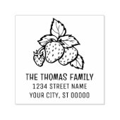 Mooie aardbeien met bladeren Naam Retouradres Zelfinktende Stempel (Design)
