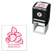 Mooie aardbeien met bladeren naam zelfinktende stempel (In situ)