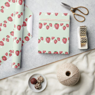 Mooie aardbeien waterverf handgeschilderd op mint cadeaupapier