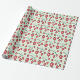 Mooie aardbeien waterverf handgeschilderd op mint cadeaupapier