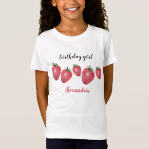 Mooie aardbeien waterverf handgeschilderd t-shirt