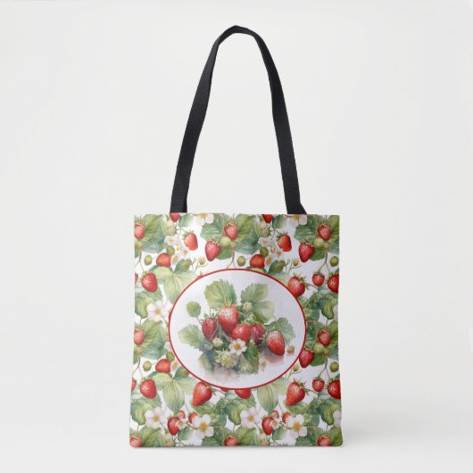 Mooie aardbeien waterverf kunst tote bag (Voorkant)