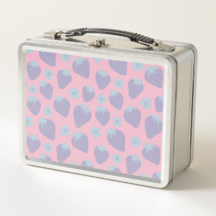 Mooie aardbeienpatroon in lila en blauw