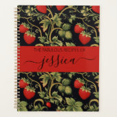Mooie aardbeienpatroon script naam Recept Planner (Voorkant)