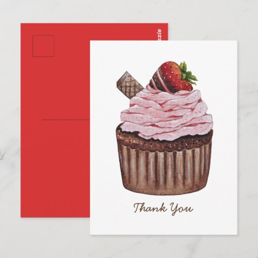 Mooie aardbeientaart in waterverf  briefkaart (Voorkant / Achterkant)