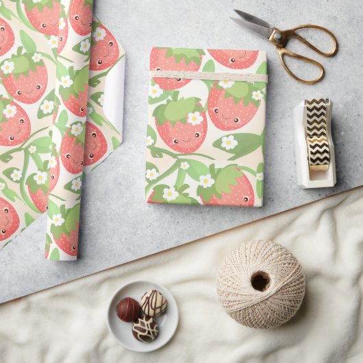 Mooie Aardbeientuin Cadeaupapier (Crafts)