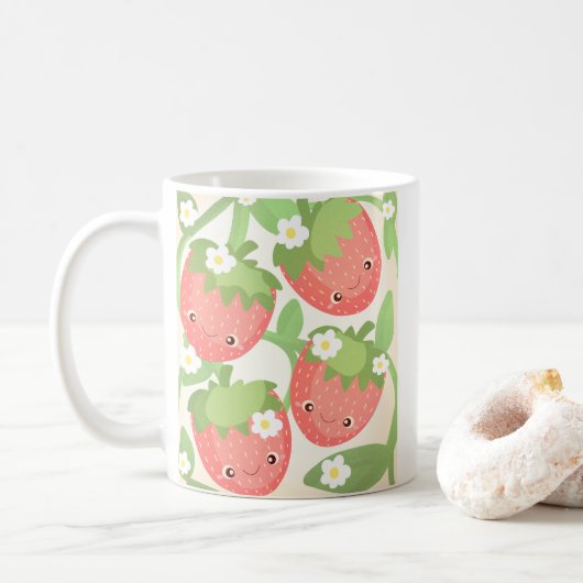 Mooie Aardbeientuin Koffiemok (Met donut)