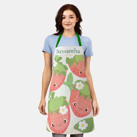 Mooie Aardbeientuin Schort (Gedragen)