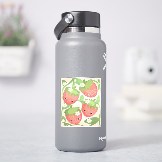 Mooie Aardbeientuin  Sticker (HydroFlask)
