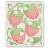 Mooie Aardbeientuin  Sticker (Voorkant)